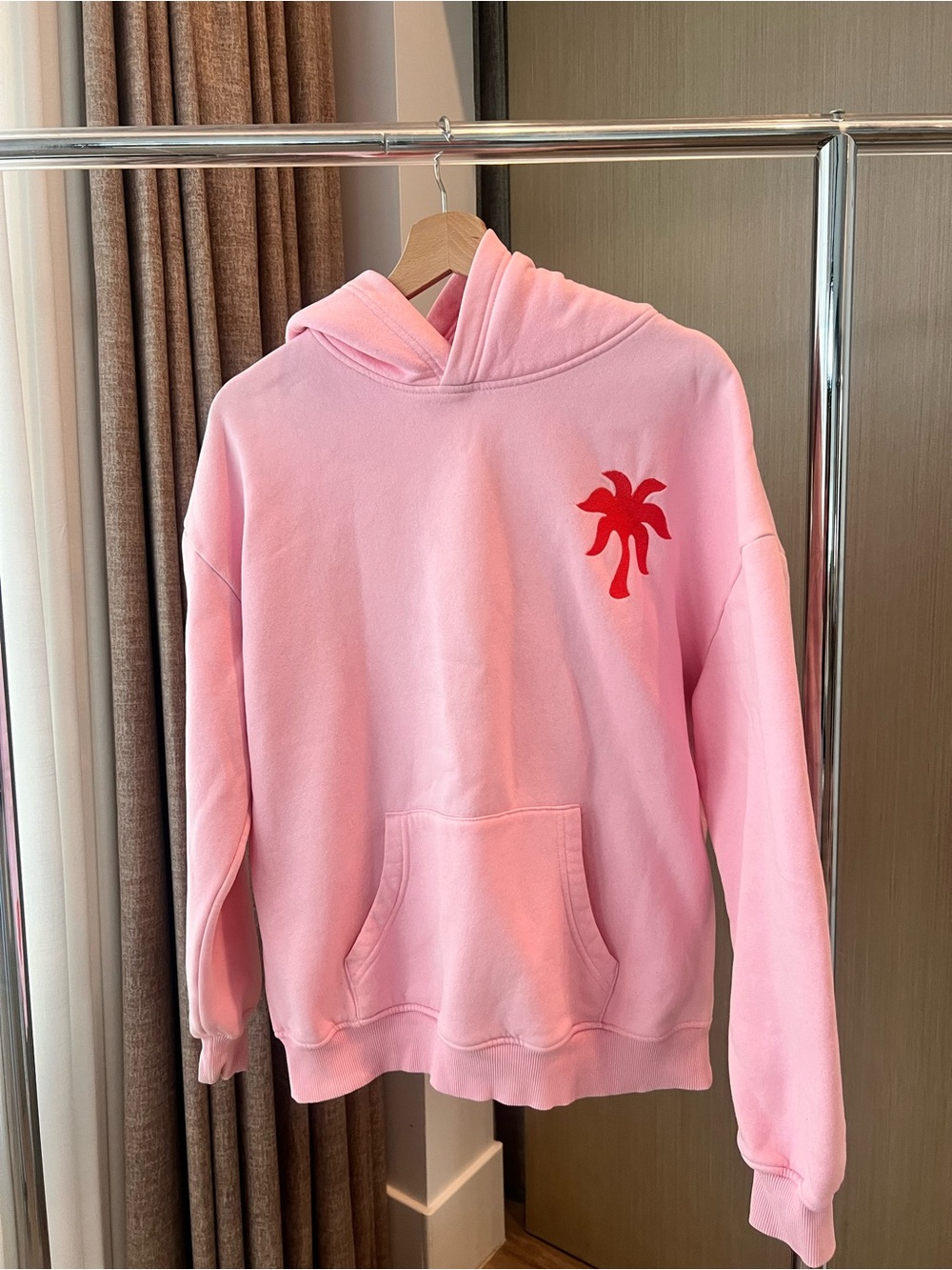 Gently worn Pink Palm Puff Evertying Comes In Waves Pink Hoodie